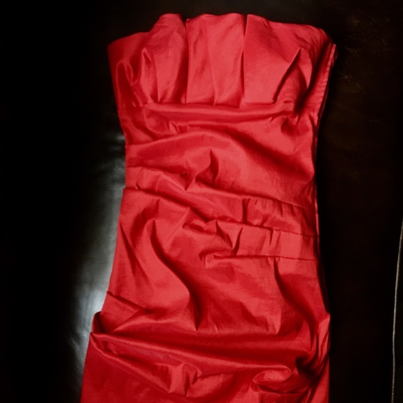 Red Rouched Mini Dress - Picture 2 of 4